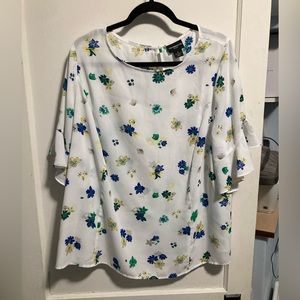 Worthington White Floral Blouse